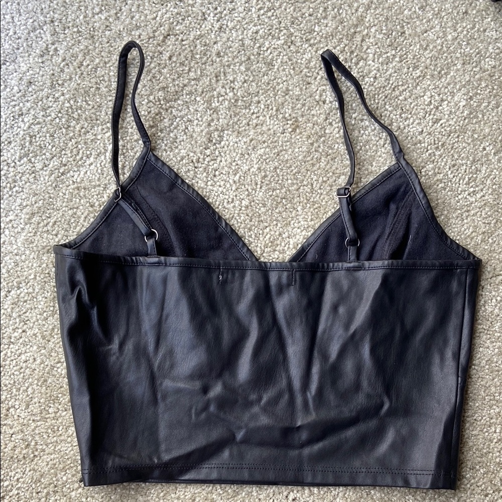 🪷Lola Grace Faux Leather Crop Top, Black, Size Small - Picture 2 of 10